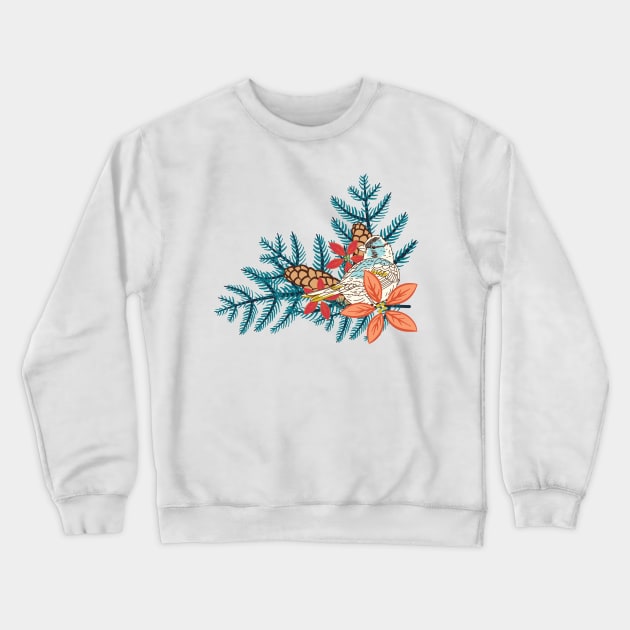 Cute Nesting Bird in Pine Crewneck Sweatshirt by SWON Design